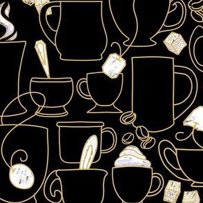 Large | Coffee, Tea ‘n Hot Chocolate Wallpaper | Black