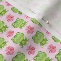 Small Scale Frogs and Pink Flowers on Pink