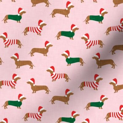 Christmas Dachshund - Holiday Wiener dogs - pink - LAD21
