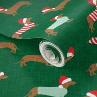 Christmas Dachshund - Holiday Wiener dogs - green - LAD21