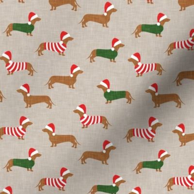 Christmas Dachshund - Holiday Wiener dogs - beige - LAD21
