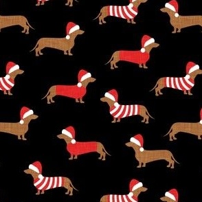 Christmas Dachshund - Holiday Wiener dogs - black - LAD21