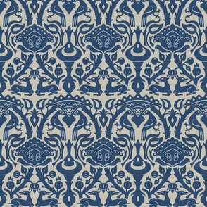 1880s "medieval" damask, dark blue