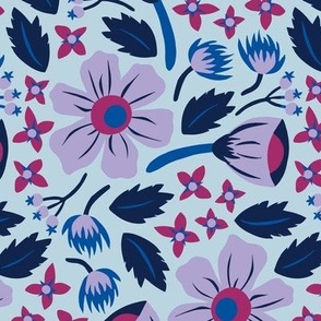 Papercut Floral (Lilac, Navy, Berry)