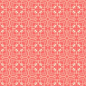 Star Dots Quatrefoil, coral