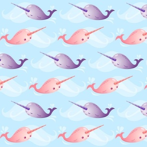 Cute Narwhals in Purple & Pink