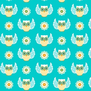 Owl Boheme White on Teal