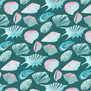 Sea Shells I on Teal | Underwater World Collection