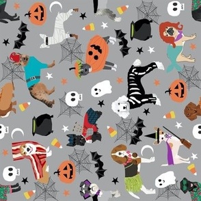 dogs in halloween costumes - dog breeds dressed up fabric - grey