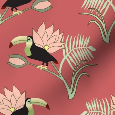 Toucans on Indian Red 2 Medium