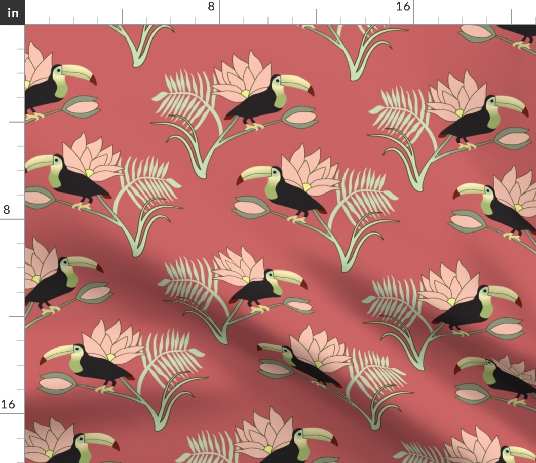 Toucans on Indian Red 2 Medium