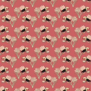 Toucans on Indian Red 2 Small