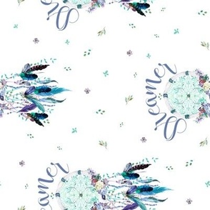 8" Dreamer / Teal & Lilac Dream Catcher Scattered Leaves Mix & Match 90 degrees