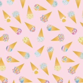 Ice Cream Cones I Stripes and Dots I Tossed I Background Peach