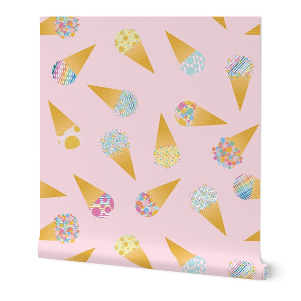 Ice Cream Cones I Stripes and Dots I Tossed Grid I Background Peach I L size