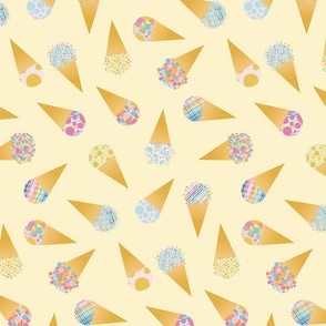 Ice Cream Cones I Stripes and Dots I Tossed BrickRow I Background Vanilla I M size