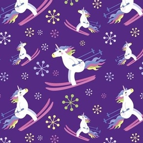 unicorn skiing - small purple