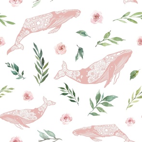 Pink Whale Fabric, Wallpaper and Home Decor | Spoonflower
