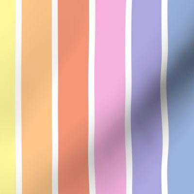 Bright pastel rainbow and white stripes - vertical - large