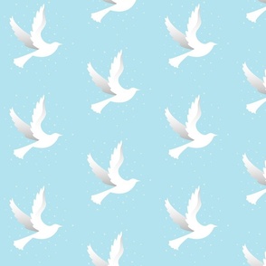 White Doves on Blue Sky