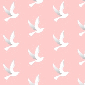 White Doves on Pink