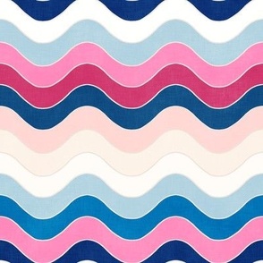 Groovy Waves (raspberry - pastel peach - malibu - french blue - pink sorbet) 8"