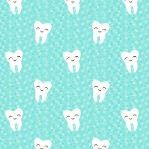 Happy Little Toothies on Minty Teal