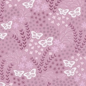 Ditsy Butterfly Floral - purple