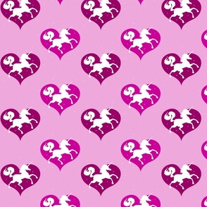 Unicorn Silhouettes on Hearts - Purple