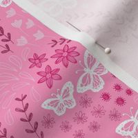 Ditsy Butterfly Floral - bright pink