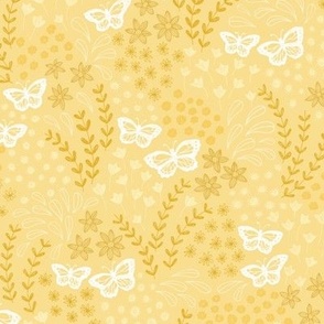 Ditsy Butterfly Floral - yellow