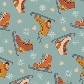 retro ice skates fabric - 70s colors