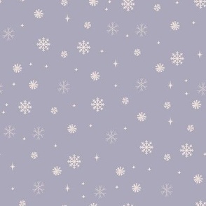 purple snowflakes fabric - pastel winter girls fabric