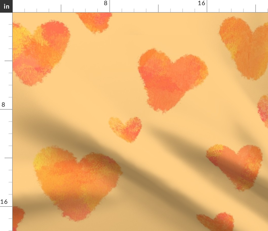 Candy Hearts yellow and orange on light orange 6 inch