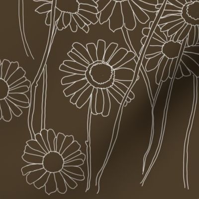 Doodle Flowers #2   Espresso Brown #4C3D2A