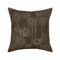 Doodle Flowers #2   Espresso Brown #4C3D2A