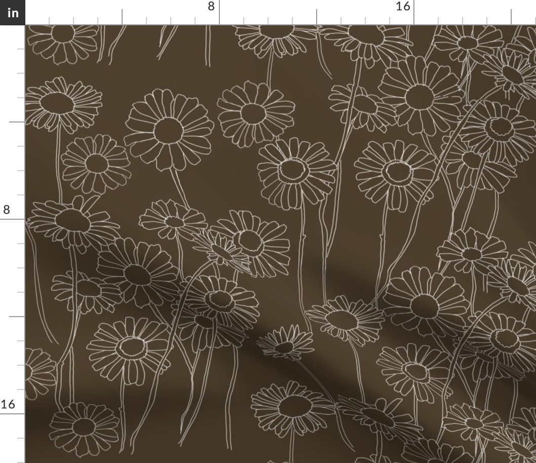 Doodle Flowers #2   Espresso Brown #4C3D2A