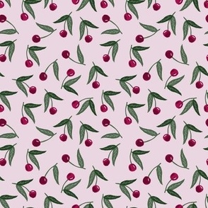385 - Burgundy watercolour cherries medium fabric, and jumbo wallpaper for kids apparel, children decor and wallpaper