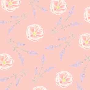 English Rose and Lavender  rose-pink