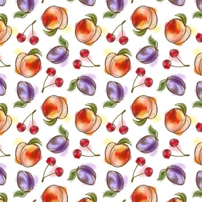 Fruit pattern - peaches, cherries and plums