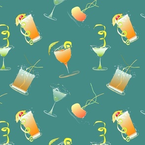 happy party hour on teal background