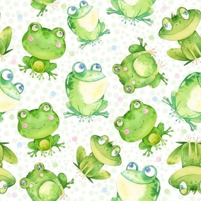 Large Scale Sweet Frog Friends on White