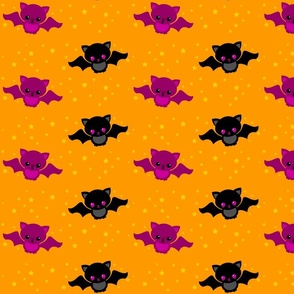 Baby Halloween Bats on Orange
