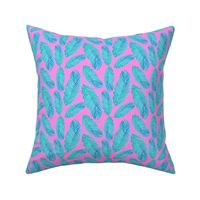 neon blue pink palm leaf pattern small