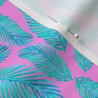 neon blue pink palm leaf pattern small