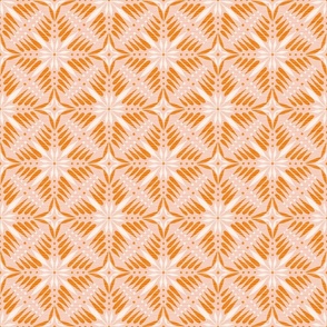 3 colour encaustic star grid / orange ochre pale pink