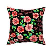 Large Scale Sarcastic Awkward and Sweary Funny Adult Humor Floral on Black