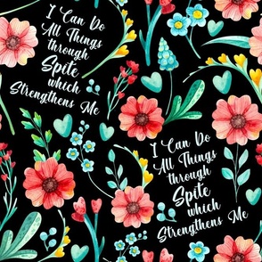 Large Scale I Can Do All Things Through Spite Which Strengthens Me Funny Sarcastic Humor Floral