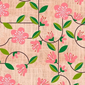 Mid Century Modern Florals- Pale Rose Quartz- Large Scale