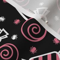 Medium Scale Halloween Candy and Spiders Pink Black White